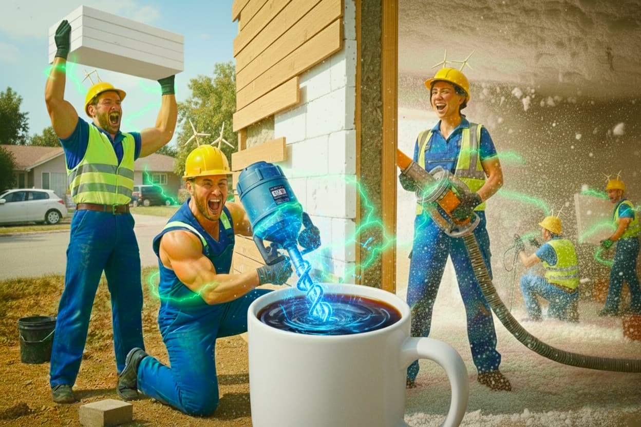 Une équipe sur'humaine réalise des travaux de rénovation thermique intérieur et extérieur.