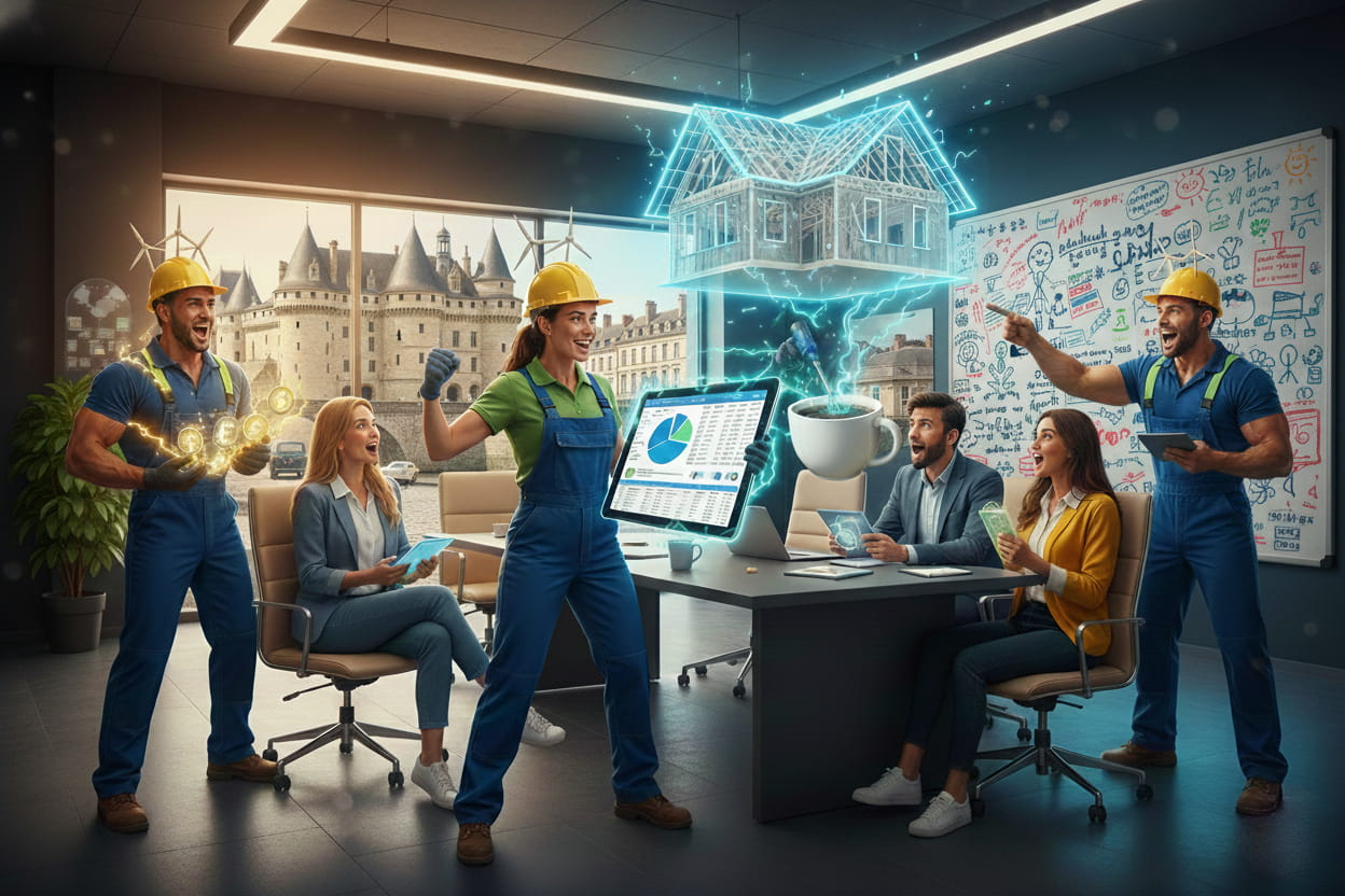 Une équipe de maîtres d'oeuvre qui accompagnent leurs clients sur leur projet de rénovation.